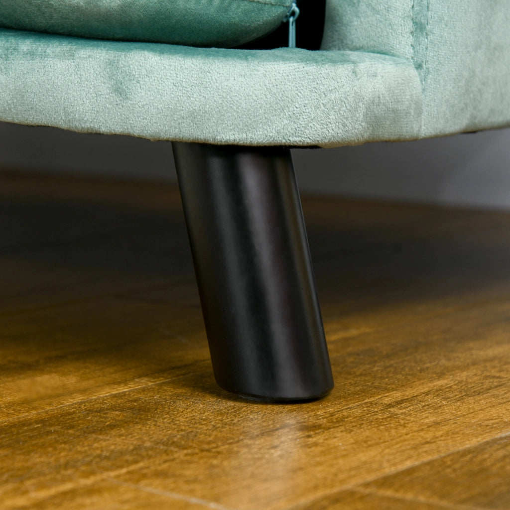 Divano per cani con schienale e gambe in legno, verde, 98,5 x 60,5 x 35,5 cm