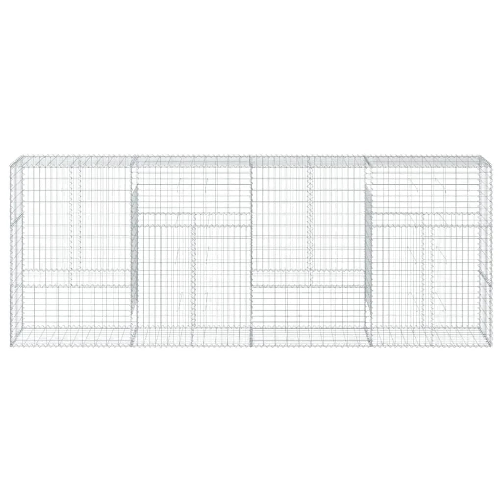 Gabbione recinto a gabbia muro di contenimento con coperchio 400 x 50 x 150 cm ferro zincato argento 02_0040164