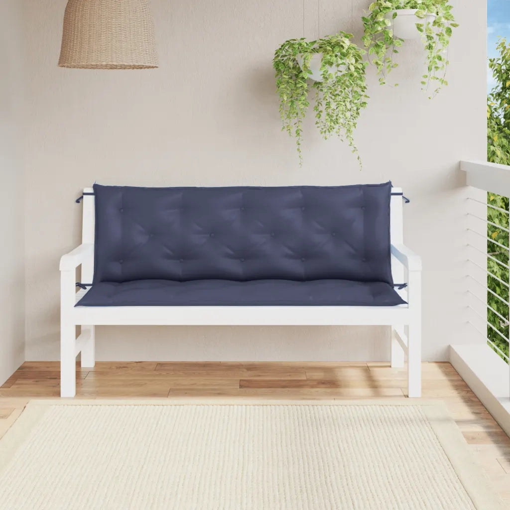 Cuscini per Panca 2 pz Blu Marino 150x50x7 cm in Tessuto Oxford 379085