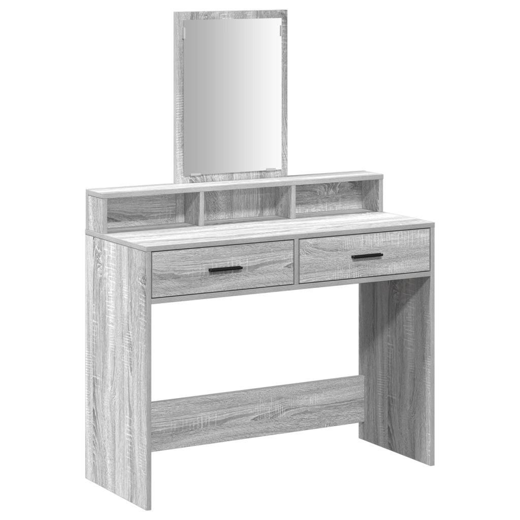 Tavolo da trucco con cassetti Grigio Sonoma 100x41x140 cm