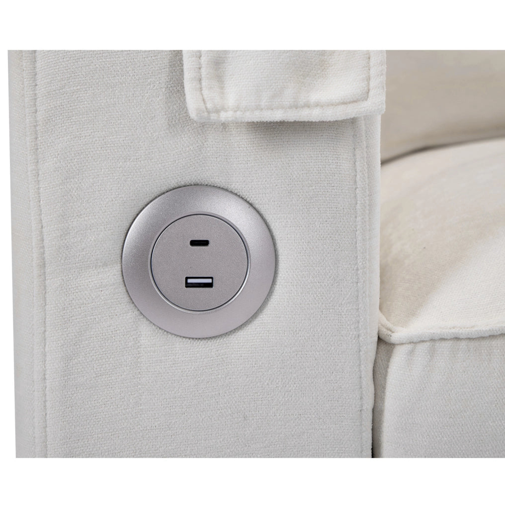 Divano letto con schienale regolabile; USB e Type-C in tessuto beige