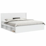 Letto matrimoniale | Letto per adulti | Struttura del letto con stoccaggio e testata Bianco