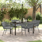 Set da pranzo giardino 5 pezzi con cuscini Grigio Polyrattan