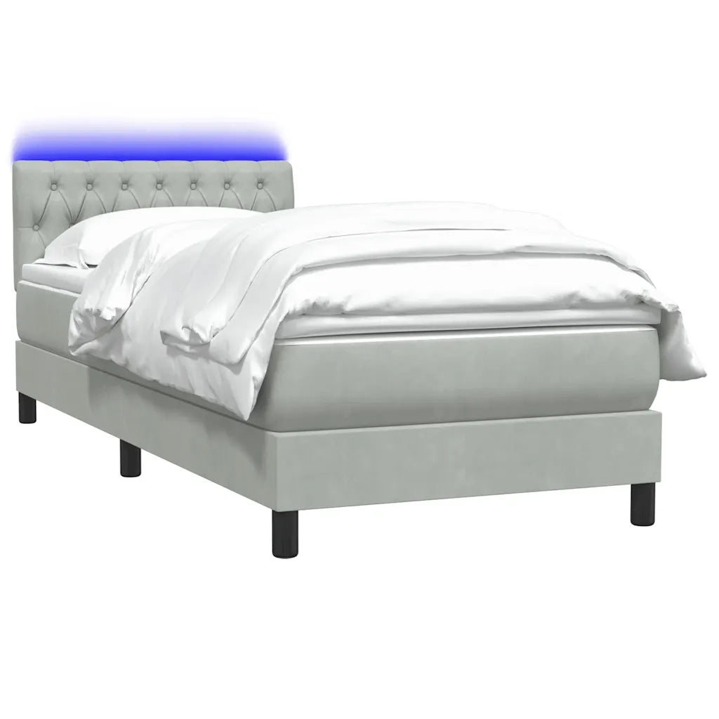 Letto a Molle con Materasso e LED-Struttura Letto con Materasso grigio chiaro 90x210 cm Velluto 866959