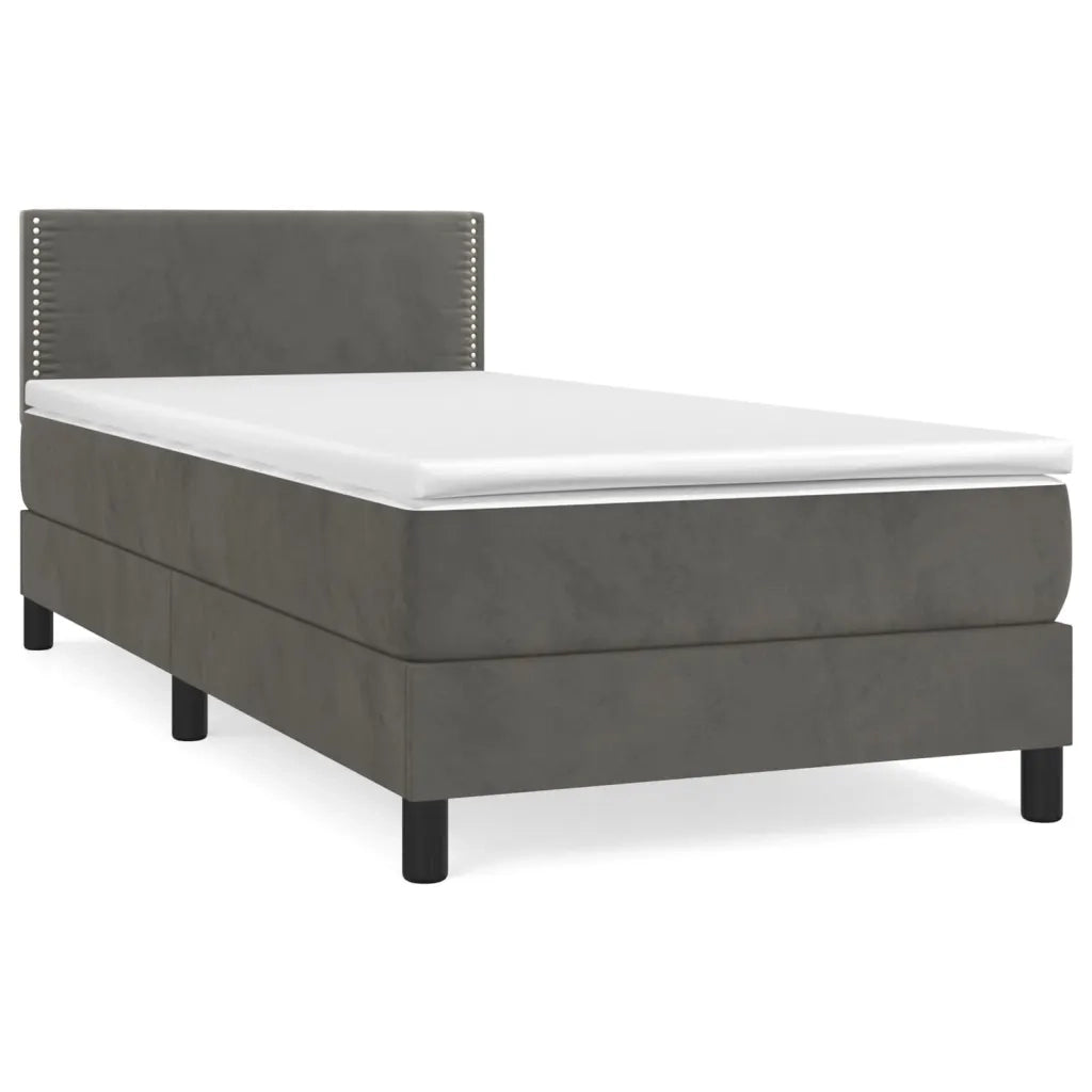 Giroletto a Molle con Materasso-Struttura Letto Grigio Scuro 100x200 cm Velluto 392759