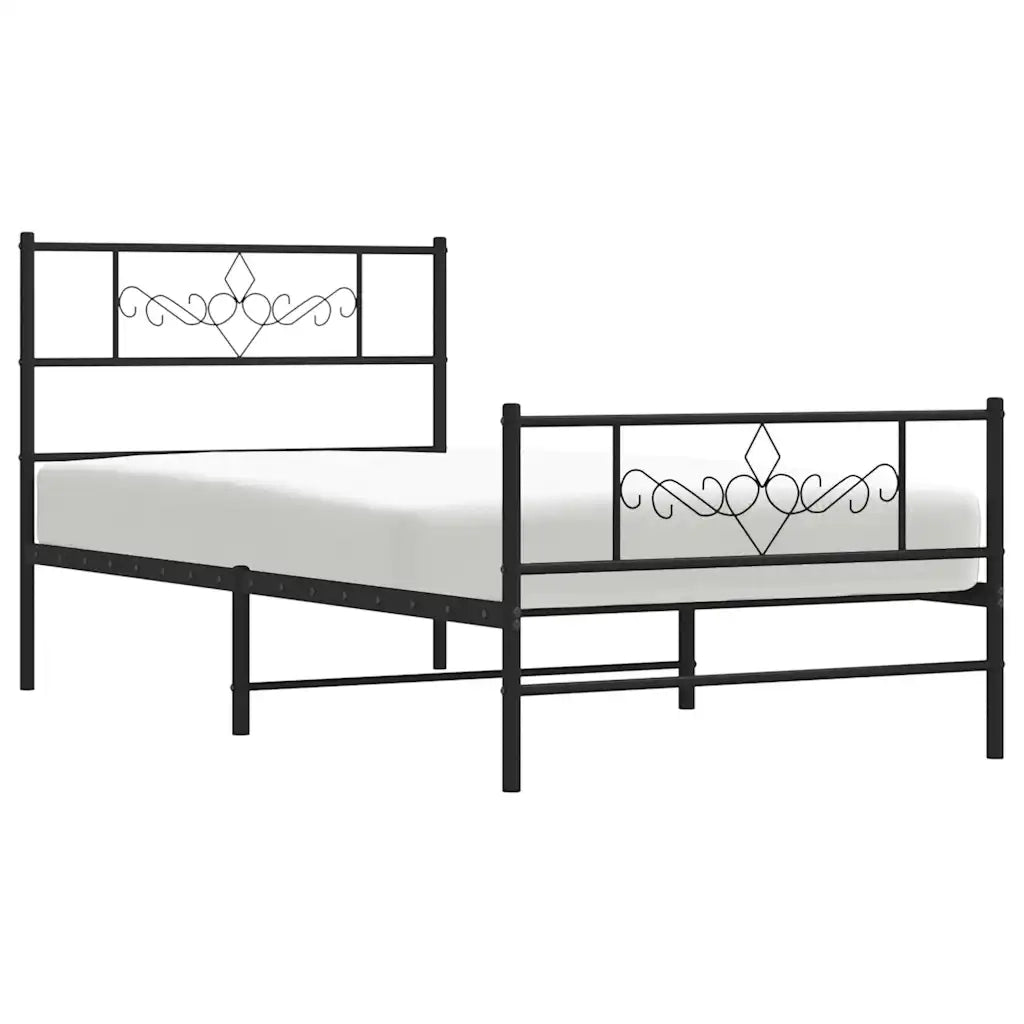 vidaXL Giroletto con Testiera e Pediera Metallo Nero 100x200 cm