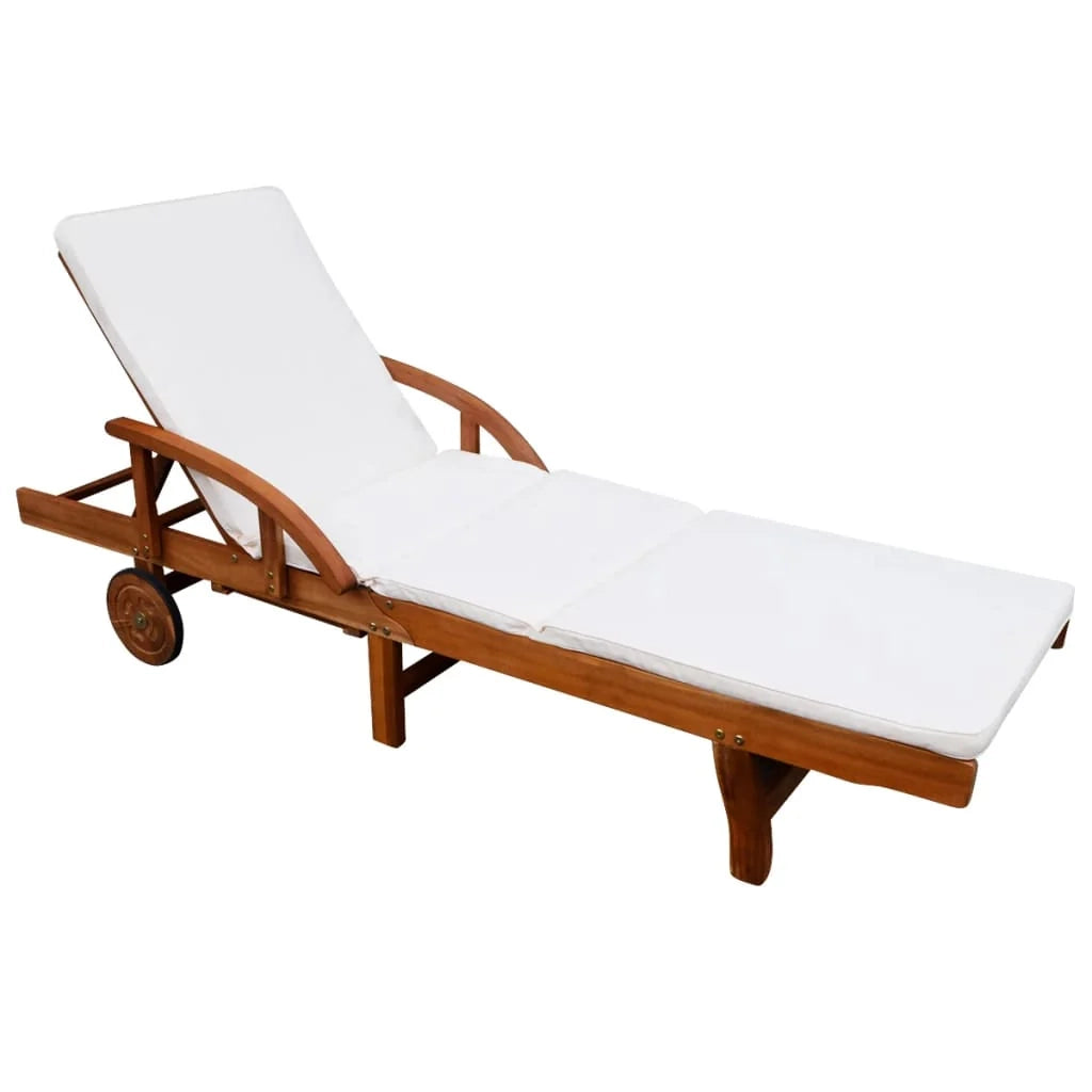 Lettino prendisole sedia a sdraio lettino prendisole letto da giardino mobili da esterno per patio con cuscino legno massello di acacia 02_0012350