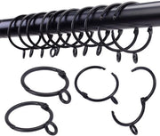 Giradischi con anello, 24 giradischi neri, diametro interno 3,2 cm, chiusura a cardano, adatto per maniglie di tenda fino a 2,5 cm TXZWJZ