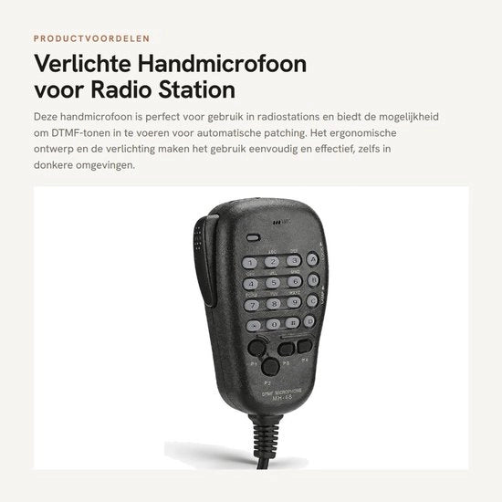 Microfono a mano con illuminazione - Ingresso DTMF - Tasti soft programmabili - Compatibile con stazioni radio mobili - Materiale ABS - Alta affidabilità - Microfono