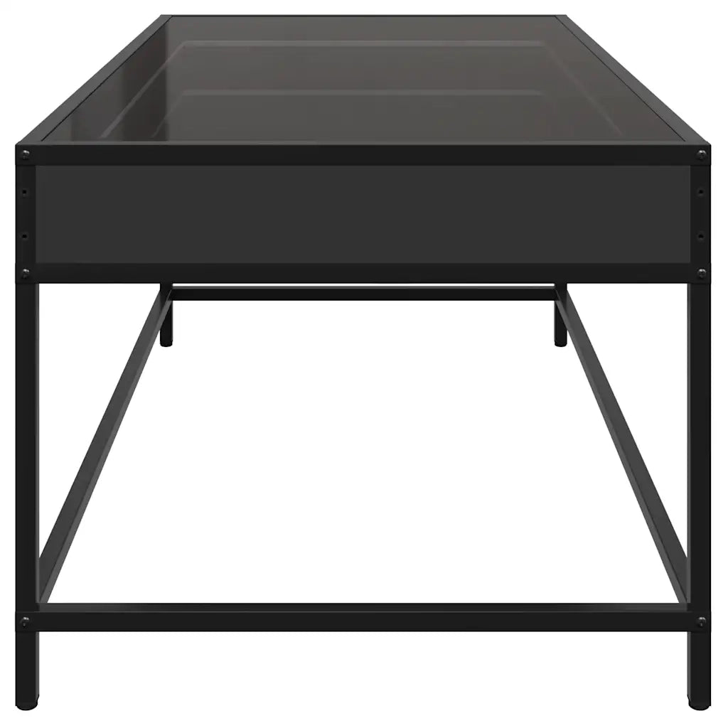 Tavolino da Salotto con LED Infinity-Tavolino da soggiorno Nero 90x50x41 cm