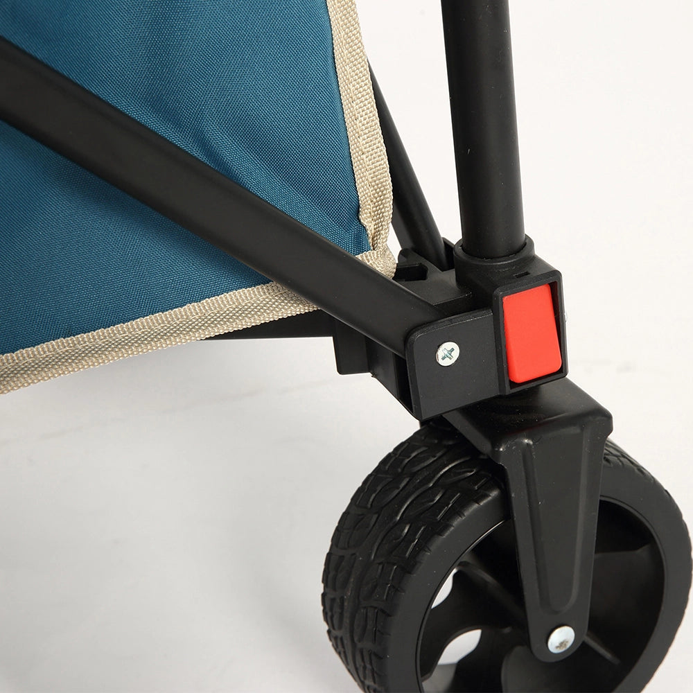 Carrello pieghevole per esterni - Xylo - Ruote fuoristrada, manico regolabile, robusto, per campeggio, shopping, pesca sportiva - Blu