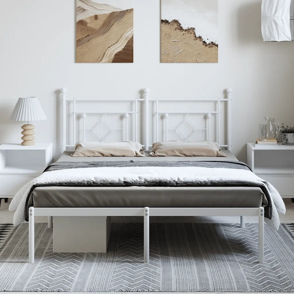 vidaXL Giroletto con Testiera Metallo Bianco 150x200 cm