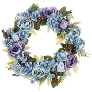 Ghirlanda Porta Blu Fatto A Mano Decorativo Fiore Artificiale Rotondo 50 cm Tavolo Decorazione Parete Stile Rustico Tradizionale