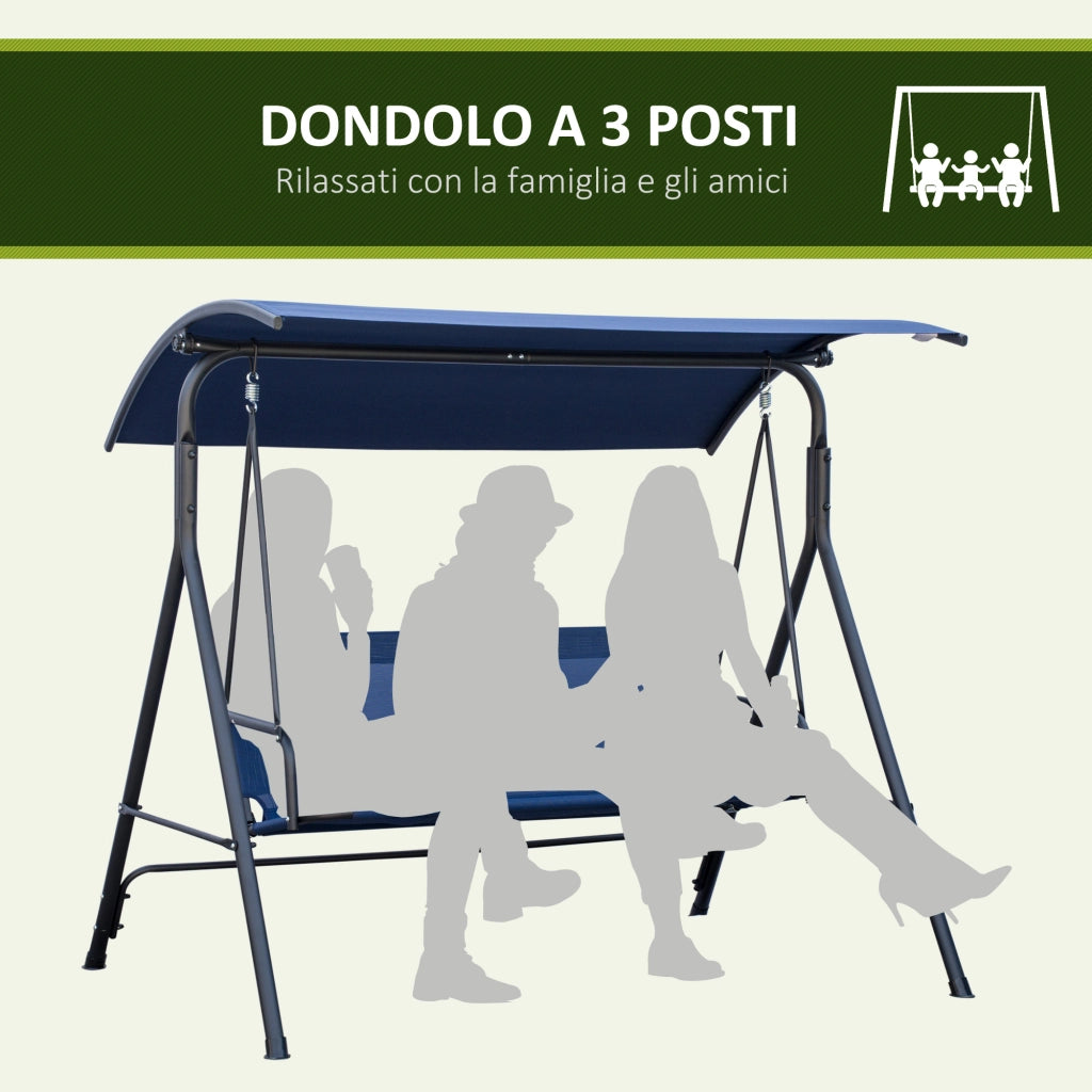 Dondolo da Giardino 3 Posti ¨C zephmum ¨C Tessuto Oxford, Blu Scuro