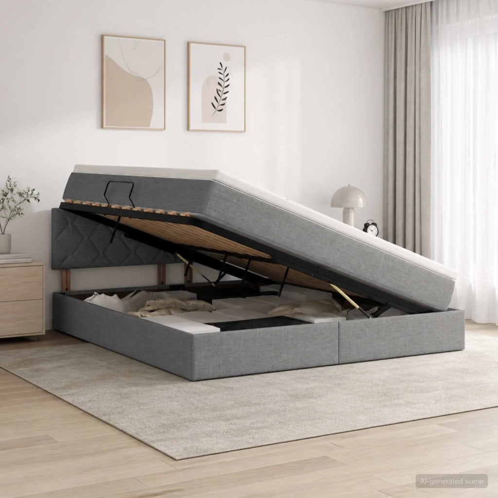 Letto con contenitore LED e materasso Grigio Scuro 180 x 200 cm 3459142