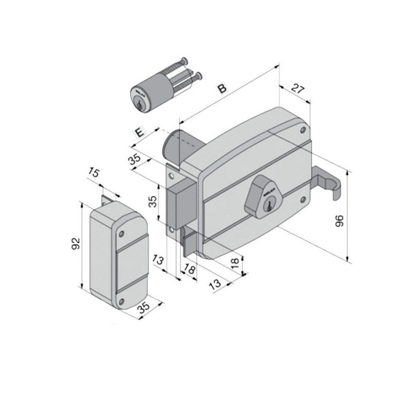 Serratura App.Legno Dx 030.60.52.1 Welka