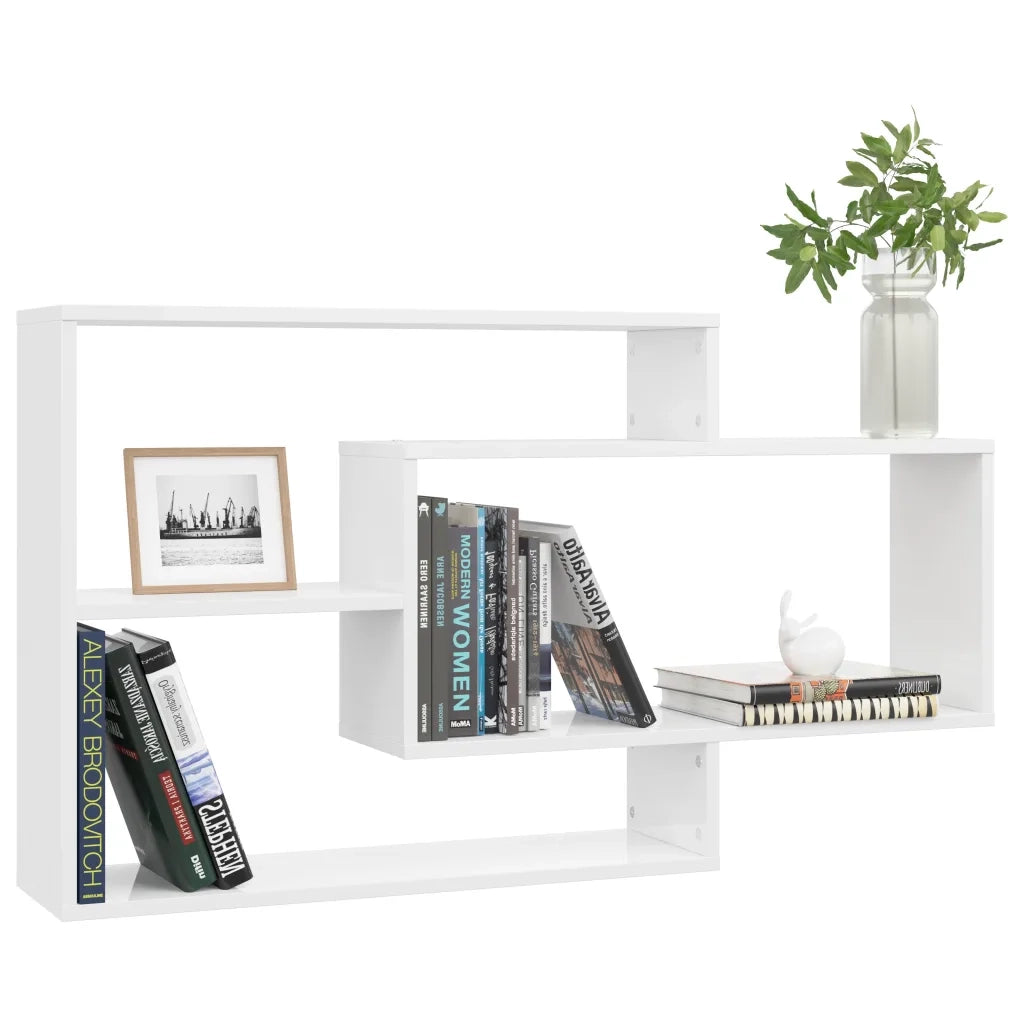 Mensole a Muro Bianco Lucido 104x20x58,5cm in Legno Multistrato 800330