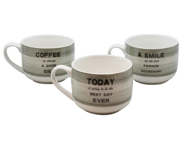 1 Tazzone Tazza Colazione Latte Jumbo Decoro Scritte 3 Decori