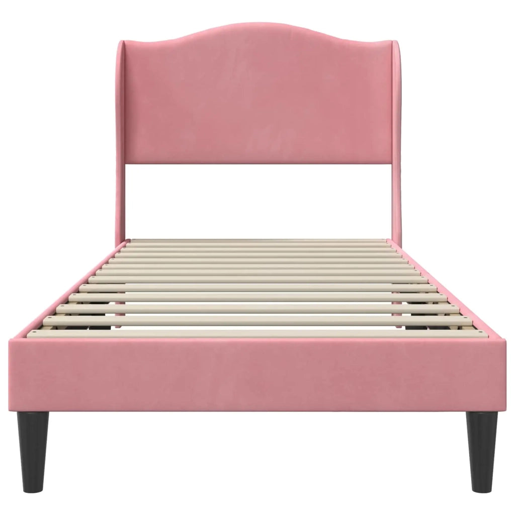 Struttura del letto con testiera Rosa 90 x 190 cm Velluto 42027890