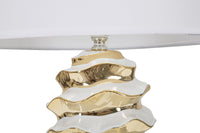 Lampada da Tavolo Glam Space 33x53x33 cm in Ceramica Bianco/Oro
