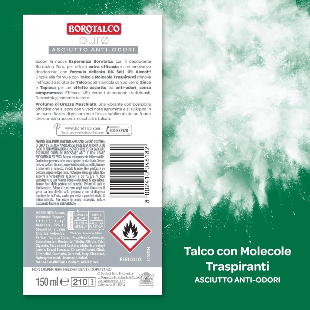 BOROTALCO DEO SPRAY 150 ML 0 SALI PUROFUMO DI BREZZA MUSCHIATA OKY
