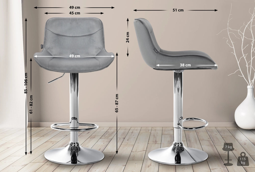 Barhocker Vonore Samt chrom