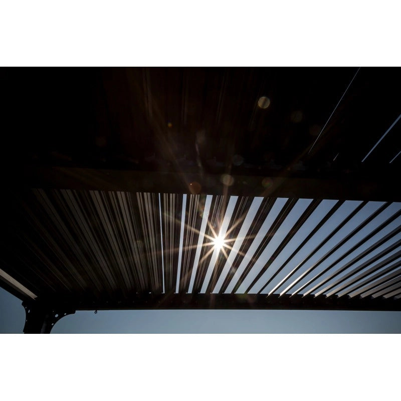 Pergola bioclimatica da giardino in alluminio 360x300 cm – tettoia con lamelle orientabili manuali 90° – grigio antracite – PER3630BI Foresta