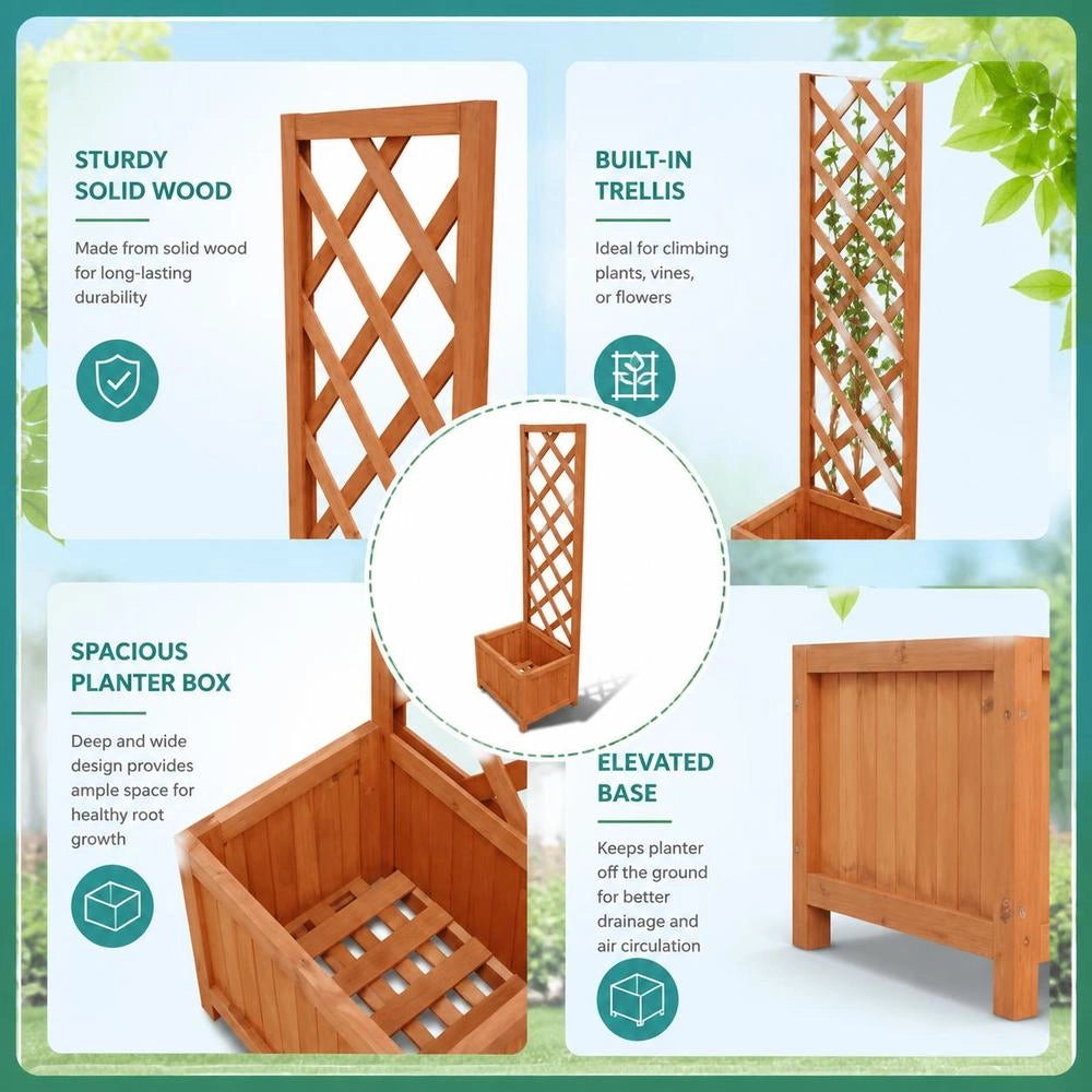 Plant Pot With Trellis 40 X 30 X 135 Cm
