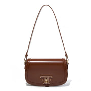 Borsa a tracolla da donna in vera pelle marrone