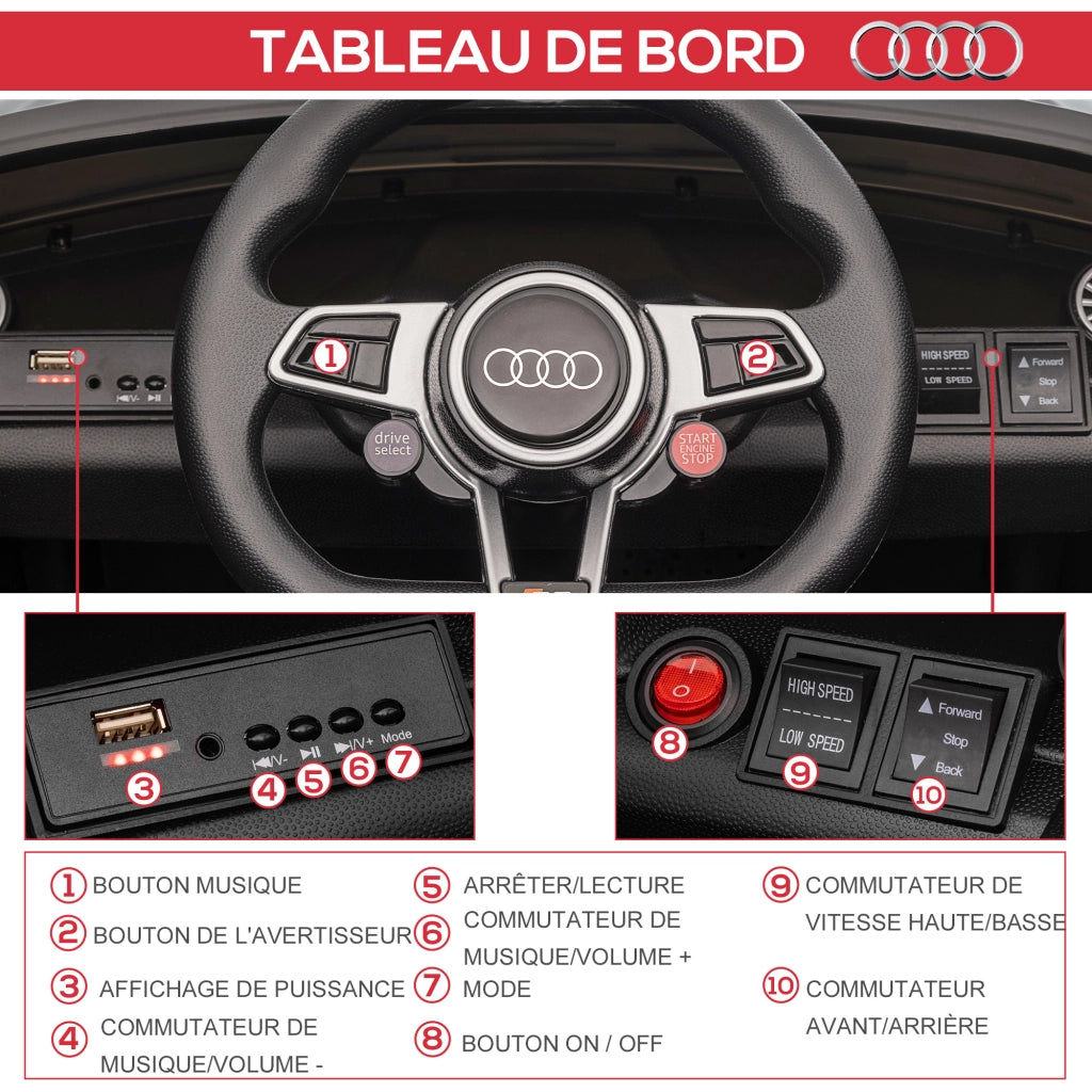 Auto elettrica per bambini Audi TT RS 12V ¨C zephmum ¨C Nero