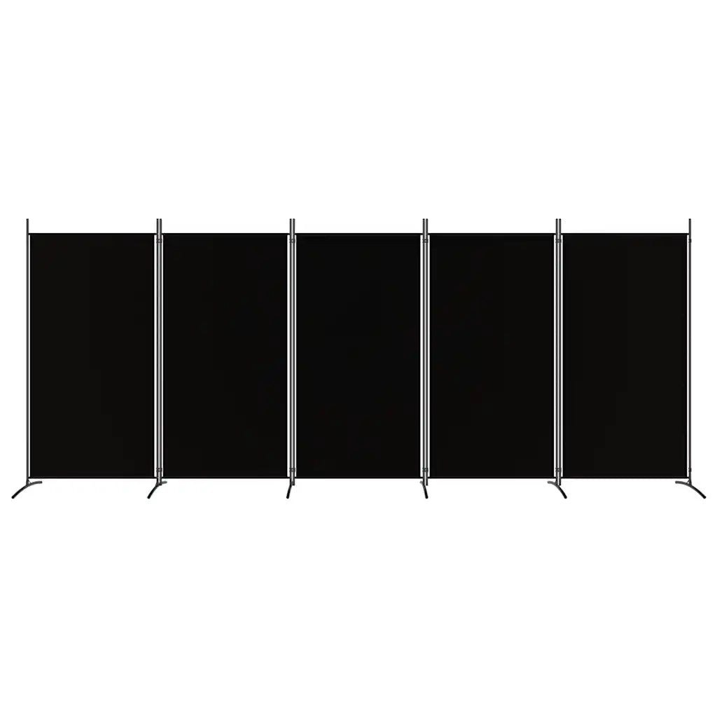 Divisorio Ambienti | Divider per stanze | Paravento a 5 Pannelli Nero 433x180 cm in Tessuto
