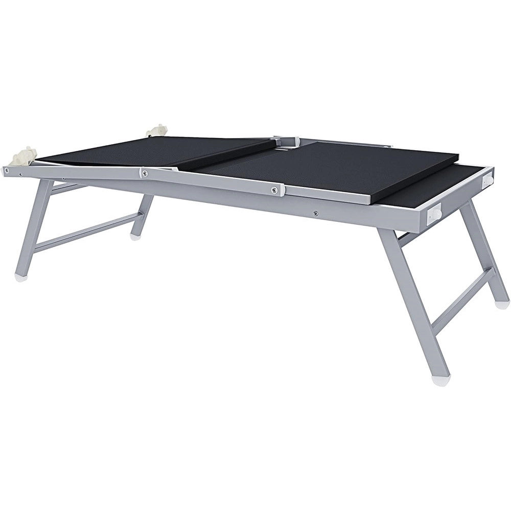 Trade Shop - Lettino Pieghevole Prendisole In Alluminio Textilene Con Parasole Orientabile 186x61x38cm - Grigio