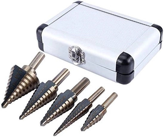 Kit di fori per legno 5 pezzi - Acciaio inossidabile HSS - Manicotto - Fisso - Fisso conico - Fisso a cono - Fisso per metallo - Per plastica/alleggerente/aluminium - Fisso a passo