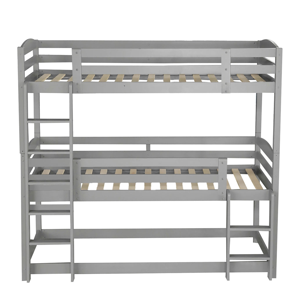Letto a Castello Triplo in Legno ¨C MINIMAL ¨C Grigio, 90x200