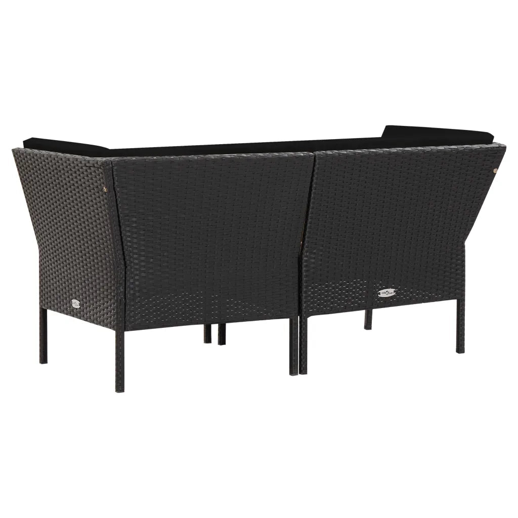 Set Divani da Giardino 6 pz con Cuscini in Polyrattan Nero cod mxl 31561