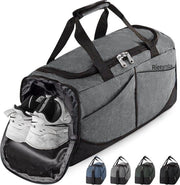 Borsa Sportiva 40L con Tasca per Scarpe Borsa Impermeabile e Resistente all'Acqua con Divisori per Weekend Borsa da Viaggio per Uomo e Donna Grande Capacità con Cinghia a Spalla per Viaggi Sportivi e Allenamento