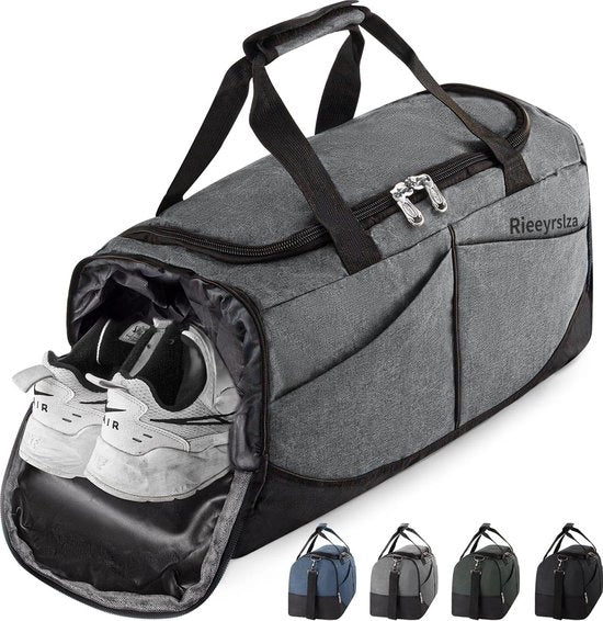 Borsa Sportiva 40L con Tasca per Scarpe Borsa Impermeabile e Resistente all'Acqua con Divisori per Weekend Borsa da Viaggio per Uomo e Donna Grande Capacità con Cinghia a Spalla per Viaggi Sportivi e Allenamento