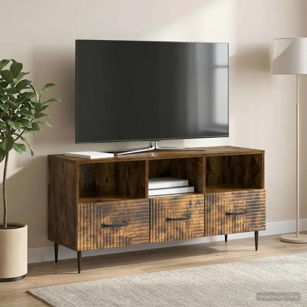 Mobile TV Rovere Fumo 102 x 34,5 x 50 cm Legno ingegnerizzato 894910