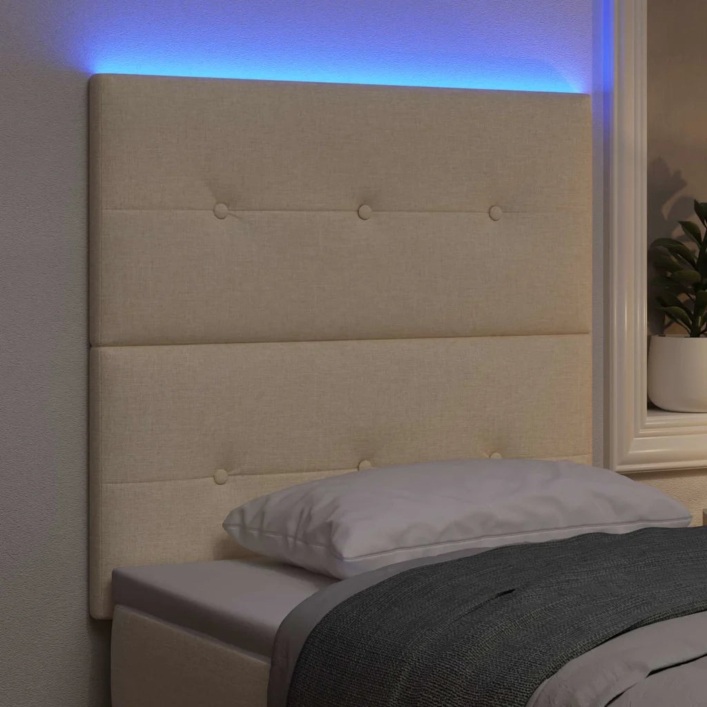 Testiera LED con strisce LED con testiera Crema 80 cm Tessuto 3338389