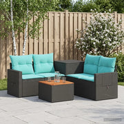 Set di divani 6 pz Nero e Blu Rattan sintetico e Acciaio 3447450