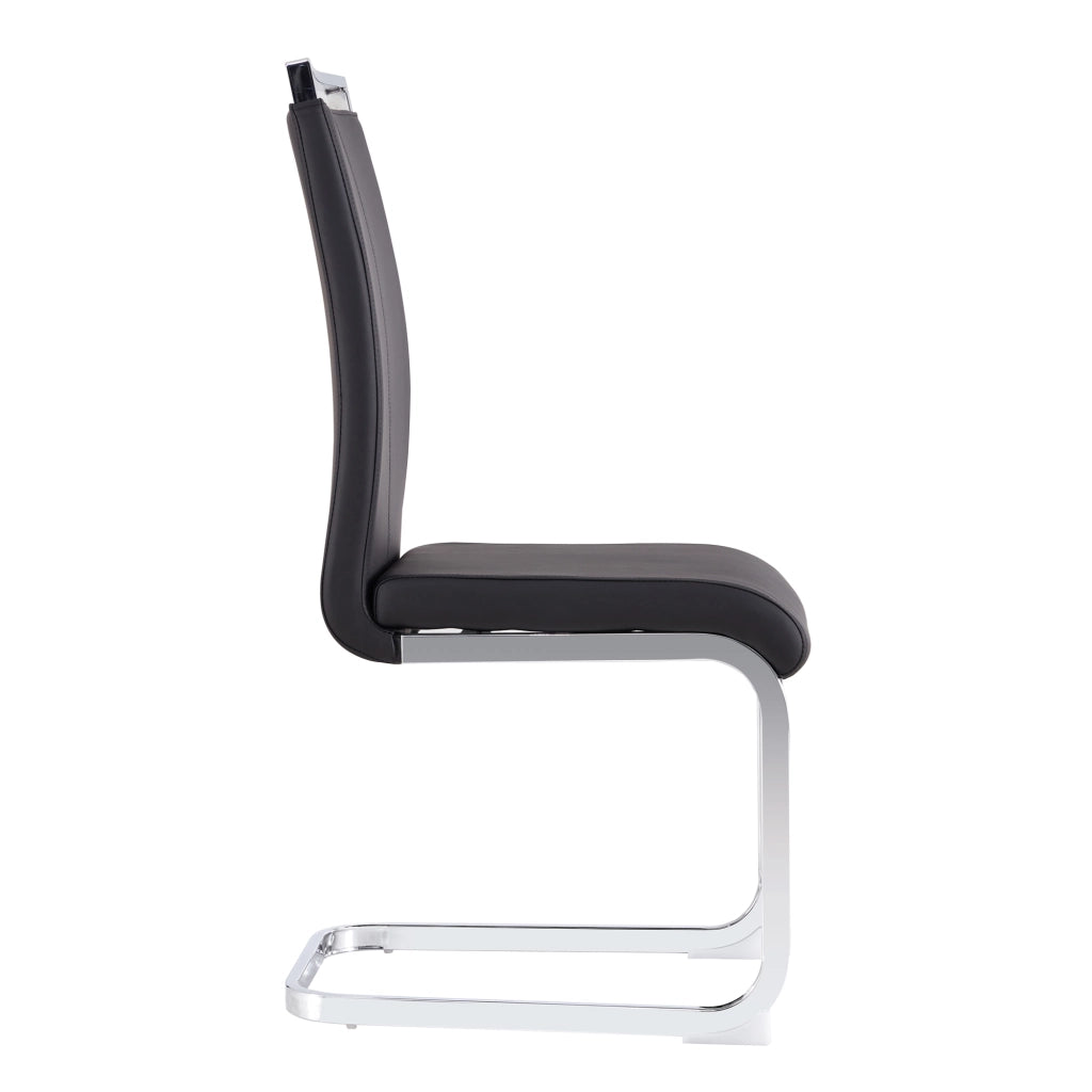 Sedia da Pranzo in Ecopelle Imbottita ¨C Xylo ¨C Nero, Set 4 Pezzi, Gambe in Metallo