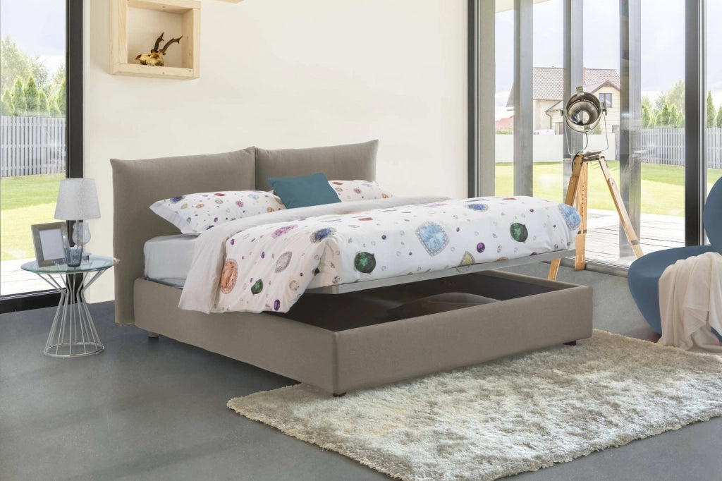 Letto Matrimoniale Arpino, Letto Matrimoniale Materasso Incluso Made in Italy, Grigio Tortora\