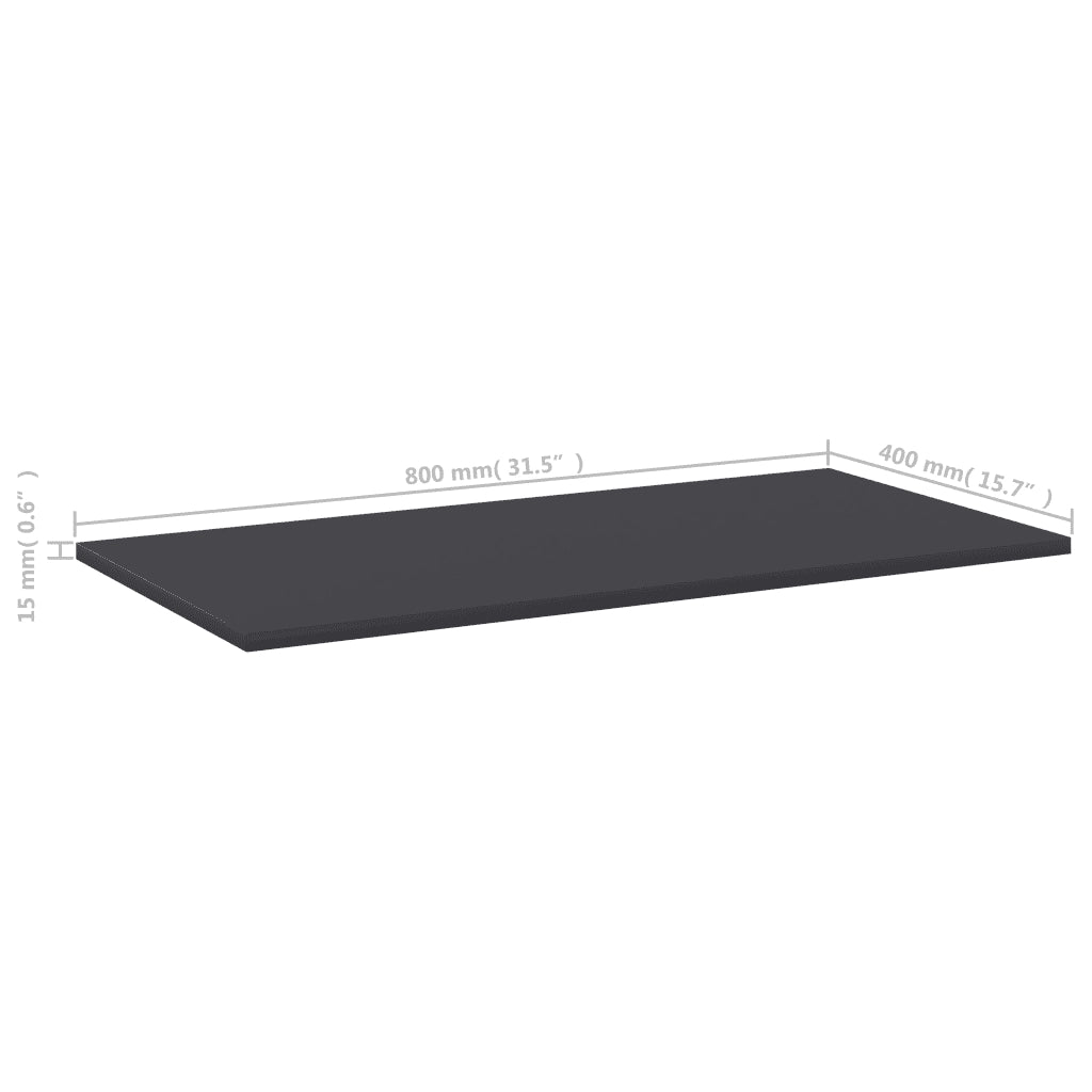 Ripiani per Libreria 8pz Grigi 80x40x1,5cm in Legno Multistrato 805335