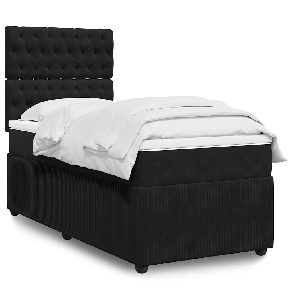 vidaXL Giroletto a Molle con Materasso Nero 80x200 cm in Velluto