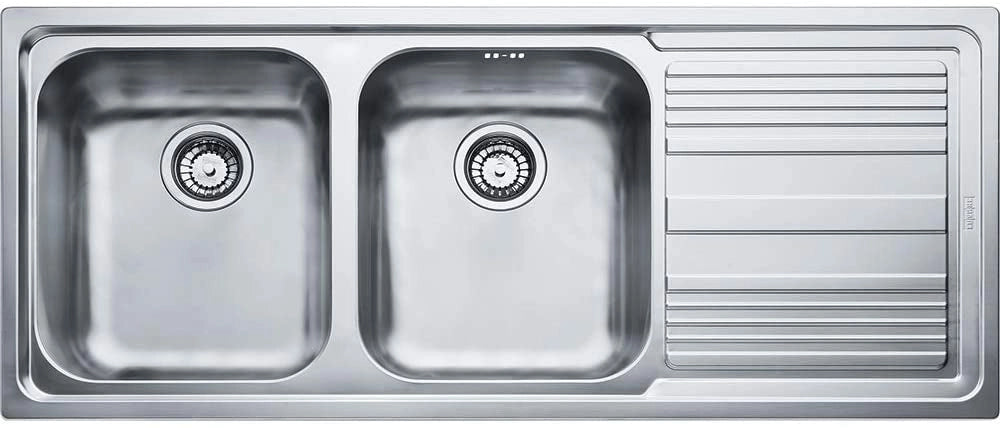 Franke 101.0085.849 1 lavello per cucina ad incasso modello logica line 2 vasche a sinistra misura 116x50 cm in acciaio inox