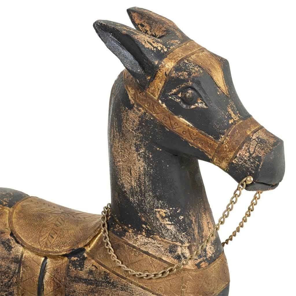 Cavallo a dondolo legno artigianale nero 73x20x84h cm