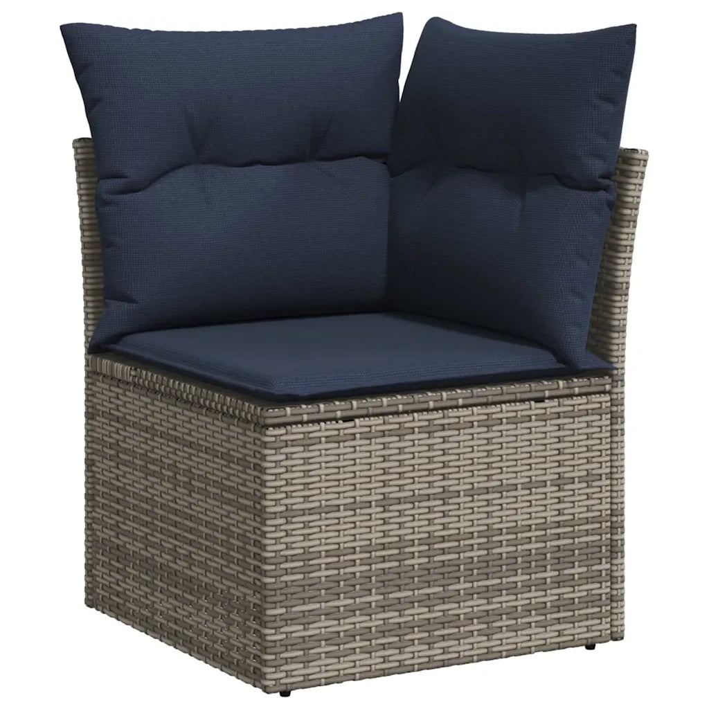 Set Divano da Giardino 6pz con Cuscini Grigio Polyrattan Acacia
