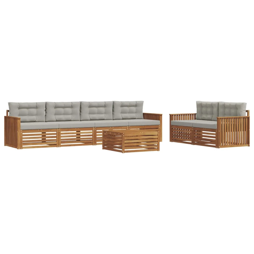 Set di divani da esterno 7 pcs Grigio Naturale e Chiaro 3373056