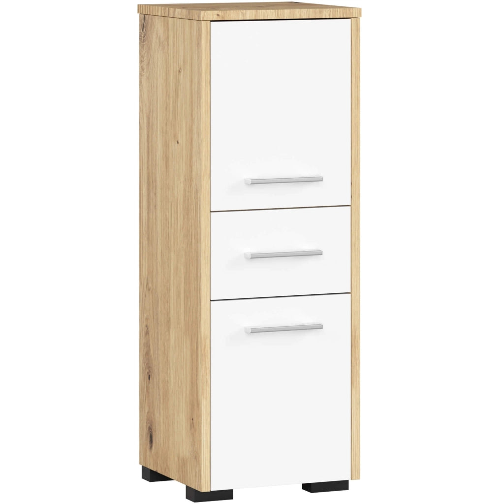Mobile bagno AKORD FIN Quercia Artisan 30 cm 2 ante 1 cassetto inserto frontale Bianco 30x30x85 cm