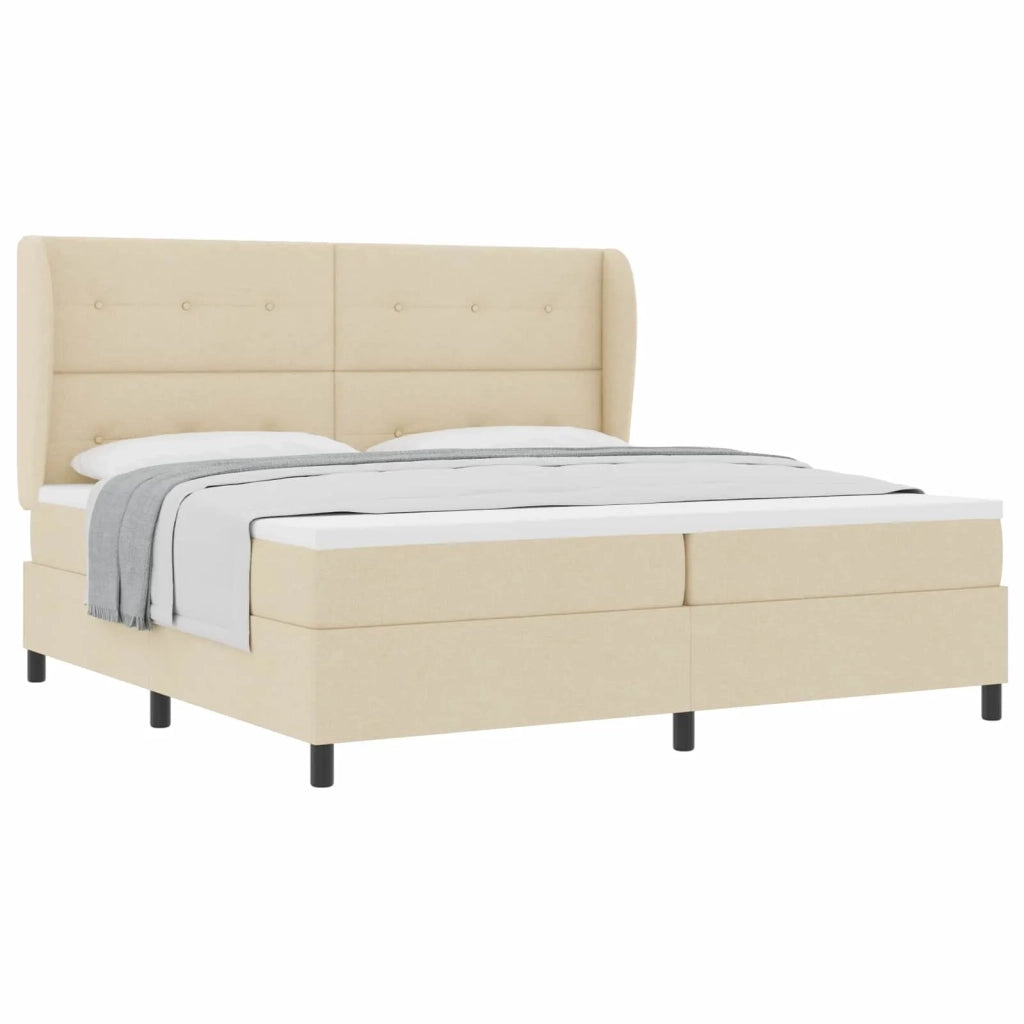 Letto a molle con materasso Crema 200 x 200 cm Tessuto 3340590